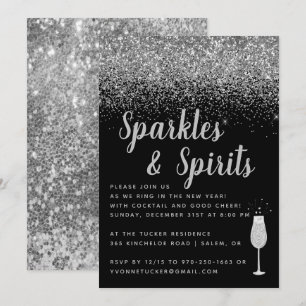 Glitzern und Spirituosen   Silvester Party Einladung