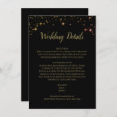 Glitzern und Sterne auf Schwarzen Hochzeiten Detai Begleitkarte (Vorne/Hinten)