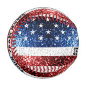 GLITZERN unter US-Flagge Individuelle Name und Ihr Baseball (Vorderseite Links)