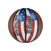 GLITZERN unter US-Flagge Individuelle Name und Ihr Mini Basketball (Vertikal)