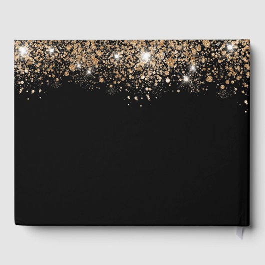 Glitzern von Schwarzgolden zum Geburtstag Gästebuch (Rückseite)