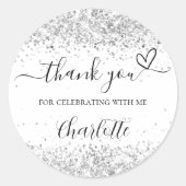 Glitzern von White Silver Glitzer danken Runder Aufkleber (Vorderseite)