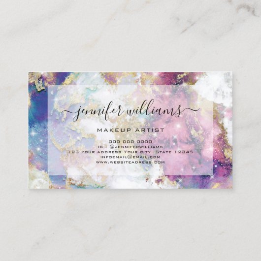 Glitzern Watercolor Gold Fossil Makeup Artist Visitenkarte (Rückseite)