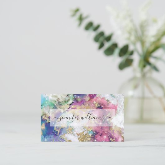Glitzern Watercolor Gold Fossil Makeup Artist Visitenkarte (Stehend Vorderseite)