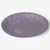Glitzern Wedding Dark Mauve ID889 Pappteller (Schrägansicht)