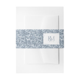 Glitzern Wedding Dusty Blue ID889 Einladungsbanderole