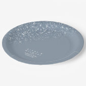 Glitzern Wedding Dusty Blue ID889 Pappteller (Schrägansicht)