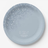 Glitzern Wedding Lt Dusty Blue ID889 Pappteller (Vorderseite)
