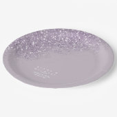 Glitzern Wedding Mauve ID889 Pappteller (Schrägansicht)