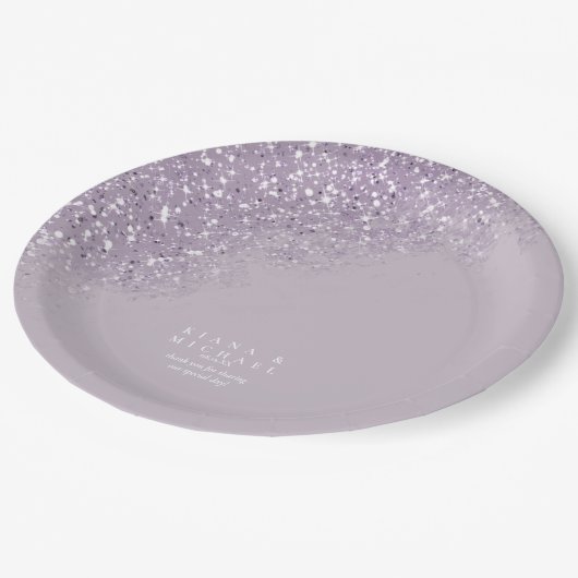Glitzern Wedding Mauve ID889 Pappteller (Schrägansicht)