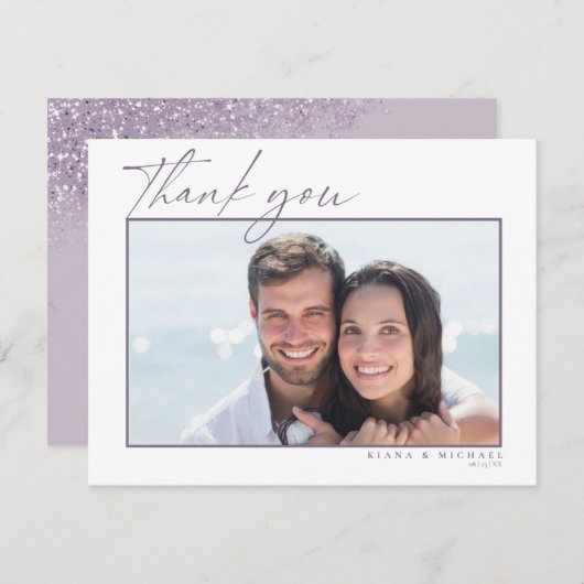 Glitzern Wedding Vielen Dank Mauve ID889 Dankeskarte (Vorne/Hinten)