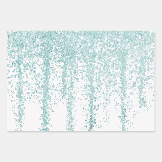 Glitzern-Wrapping Paper (Blaues Grün und Rot) Geschenkpapier Set (Vorderseite 2)