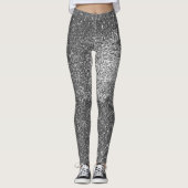 Glitzern Yoga in Schwarz und Weiß Glitzer Leggings (Vorderseite)