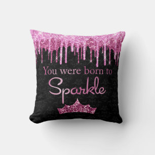 Glitzernd Rosa Schwarz Born to Sparkle Luxus Kissen