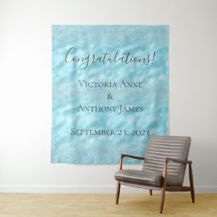 Glitzernde Blaue Kristalle Elegante Hochzeit indiv Wandteppich