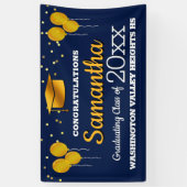 Glitzernde blaue und gelbe Abschlussfeier Banner (Vertikal)