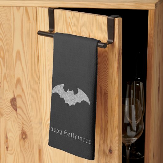 Glitzernde Fledermaus Halloween Geschirrtuch (Drittel gefaltet)
