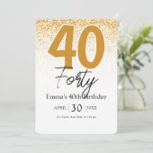 Glitzernde goldene handgeschriebene Einladung zum (Stehend Vorderseite)