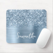 Glitzernde Hellblaue Glam-Namens Mousepad (Mit Mouse)