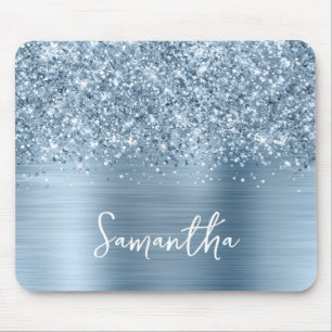 Glitzernde Hellblaue Glam-Namens Mousepad