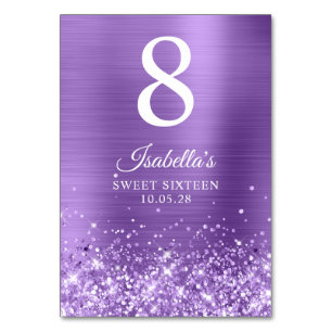 Glitzernde Helllila Sweet Sixteen Tischnummer