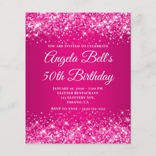 Glitzernde Hot Pink Himbeer Ombre Fancy Monogramm Flyer (Vorne)