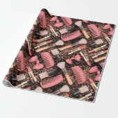 Glitzernde Kosmetikmuster Rosa Geschenkpapier (Ungerollt)