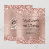 Glitzernde Light Rose Gold 18. Geburtstagseinladun (Vorne/Hinten)