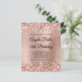 Glitzernde Light Rose Gold 18. Geburtstagseinladun (Stehend Vorderseite)