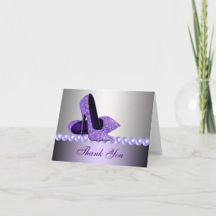 Glitzernde lila High Heel Schuhe Dankeskarten Dankeskarte
