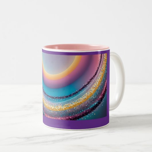 glitzernde Regenbogen-Tasse Zweifarbige Tasse (VorderseiteRechts)