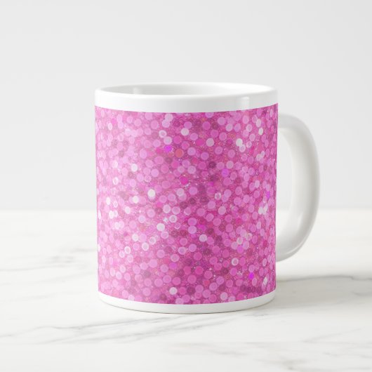 Glitzernde rosa Pailletten Jumbo-Tasse (Vorderseite Rechts)