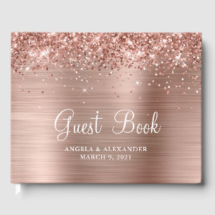 Glitzernde Roségold-Folie Hochzeit Gästebuch