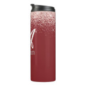 Glitzernde rote Monogramm-Initialen Name Thermosbecher (Nach rechts gedreht)