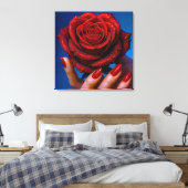 Glitzernde Rote Rose mit Passenden Nägeln Leinwanddruck (Insitu (Schlafzimmer))