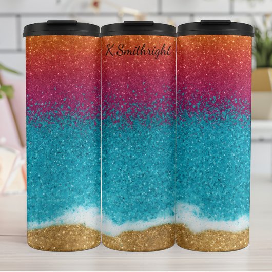 glitzernde Sonnenuntergang Thermosbecher