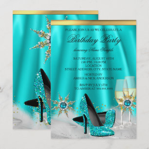 Glitzernde Türkisblaue High Heels Gold Champagner Einladung