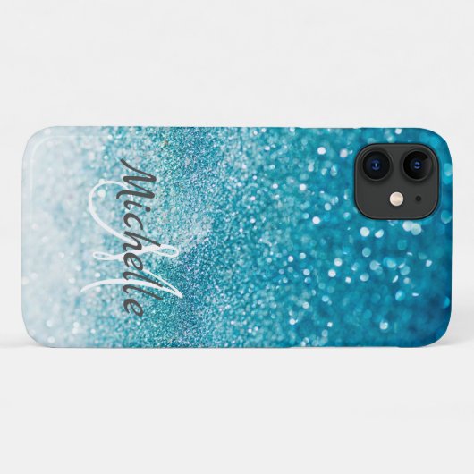 glitzernde türkisfarbene Vorlage, anpassen Case-Mate iPhone Hülle (Rückseite (Horizontal))