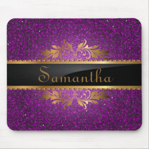 Glitzernde violette Pailletten-Disco personalisier Mousepad