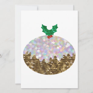 glitzernde Weihnachtspuddings Feiertagskarte