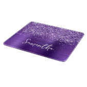 Glitzernder Amethyst Glam Name Schneidebrett (Ecke)