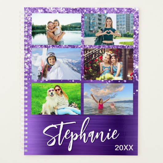 Glitzernder Amethyst-Glamour 14-Foto-Collage Planer (Vorderseite)