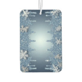 Glitzernder blauer Schneeflockenrahmen mit Eiszapf Autolufterfrischer (Rückseite)