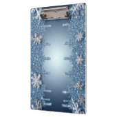 Glitzernder blauer Schneeflockenrahmen mit Eiszapf Klemmbrett (Links)