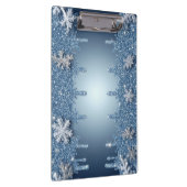 Glitzernder blauer Schneeflockenrahmen mit Eiszapf Klemmbrett (Rechts)
