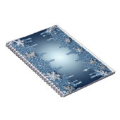 Glitzernder blauer Schneeflockenrahmen mit Eiszapf Notizblock (Rechte Seite)