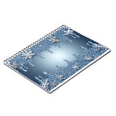 Glitzernder blauer Schneeflockenrahmen mit Eiszapf Notizblock (Linke Seite)