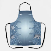 Glitzernder blauer Schneeflockenrahmen mit Eiszapf Schürze (Vorderseite)