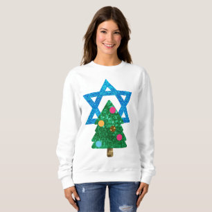 Glitzernder Christmukkah Chanukka Damen Sweatshirt