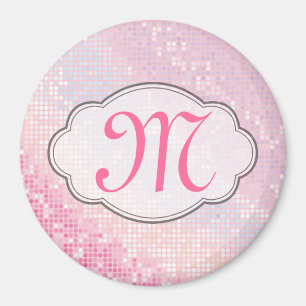 Glitzernder Glitter Mädchenhaft Rosa Monogramm Anf Magnet